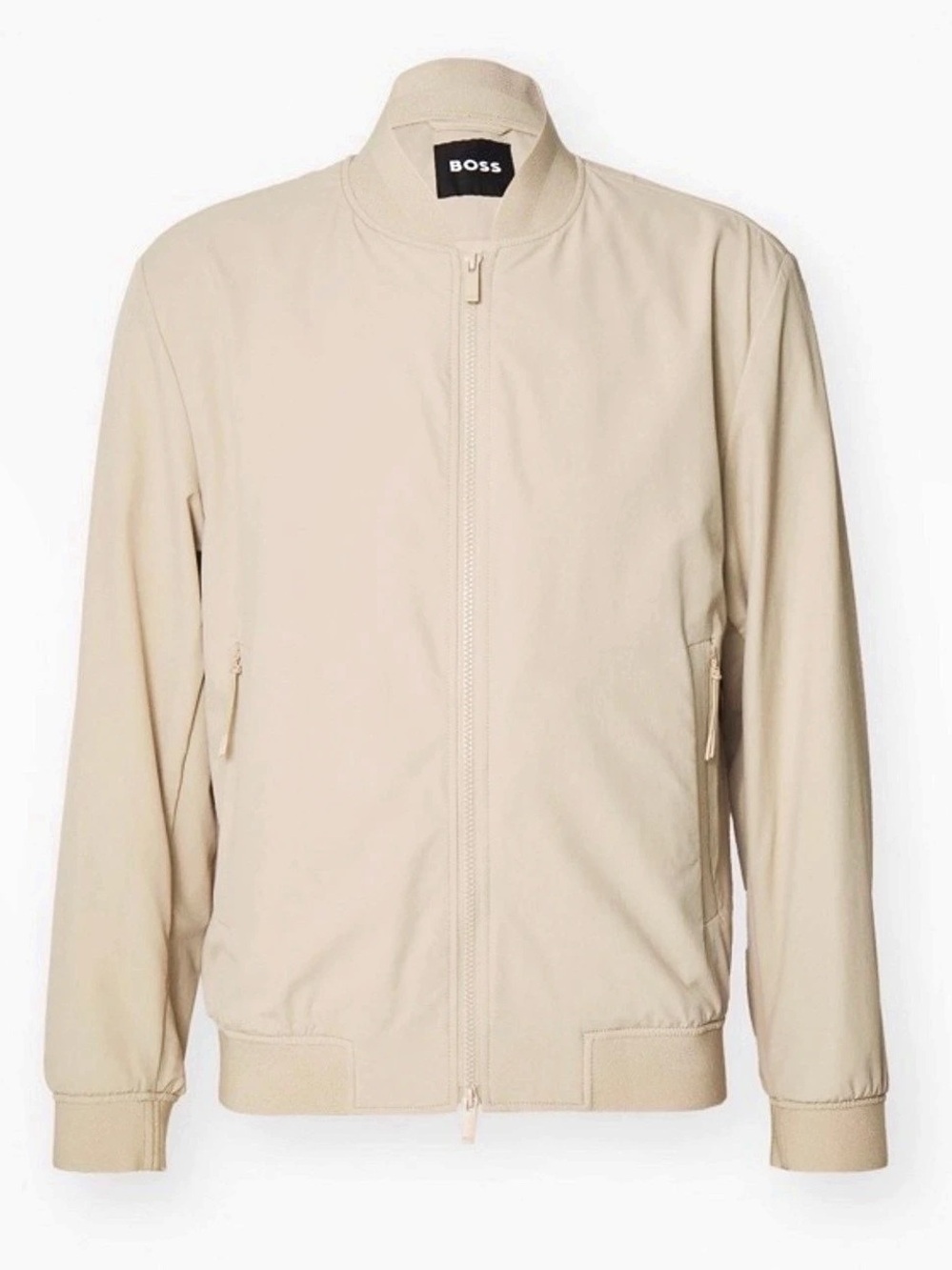 BOSS Tech Travel Performance Bomber Jacket Men's Beige Bomber Jacket Size 40 R
